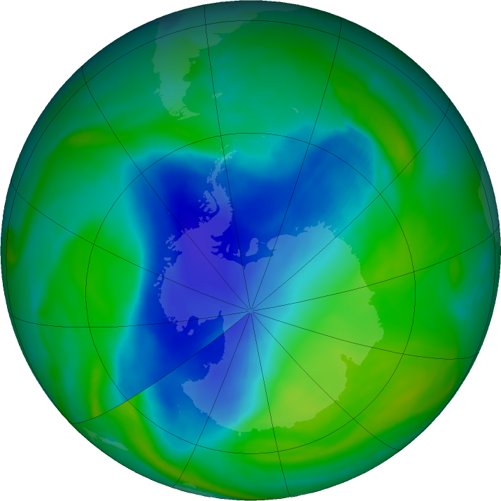 Antarctic ozone map for 09 December 2023